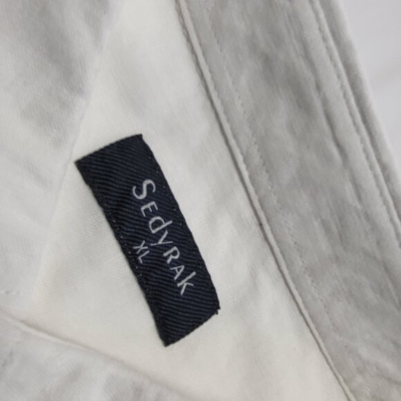 Sedyrak Mens Shirt Linen Blend XL Button Up Short Sleeve White Premium NWT - Picture 5 of 13